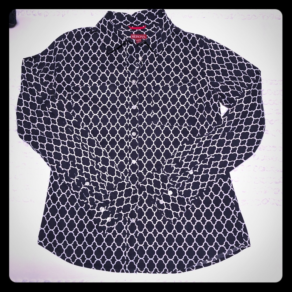 Navy Button Down Blouse